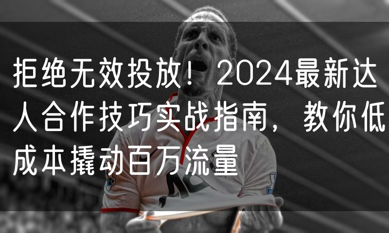 拒绝无效投放！2024最新达人合作技巧实战指南，教你低成本撬动百万流量(0)