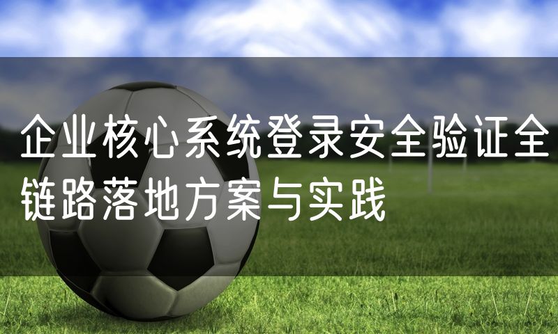 企业核心系统登录安全验证全链路落地方案与实践