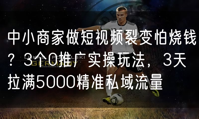 中小商家做短视频裂变怕烧钱？3个0推广实操玩法，3天拉满5000精准私域流量