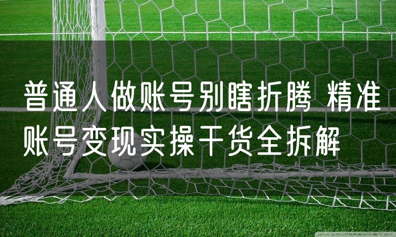 普通人做账号别瞎折腾 精准账号变现实操干货全拆解