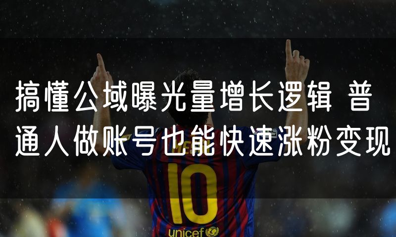 搞懂公域曝光量增长逻辑 普通人做账号也能快速涨粉变现