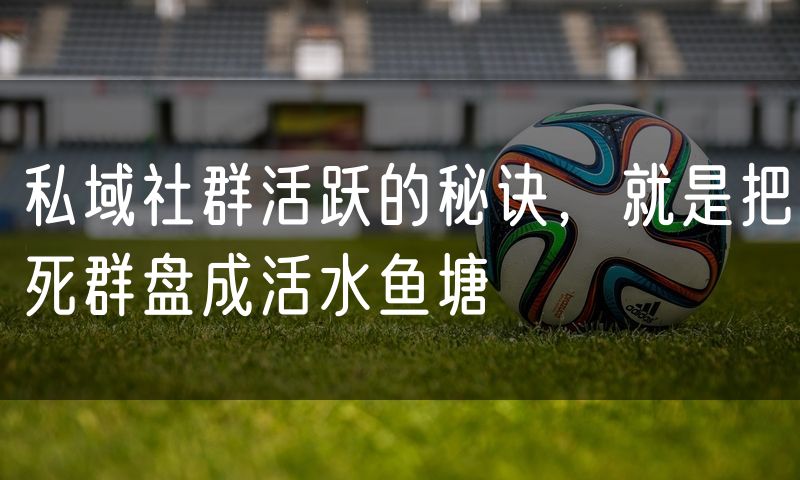 私域社群活跃的秘诀,就是把死群盘成活水鱼塘