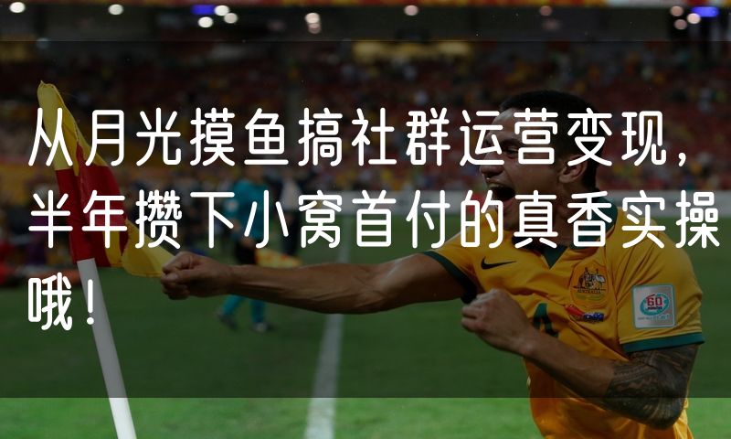从月光摸鱼搞社群运营变现,半年攒下小窝首付的真香实操哦!