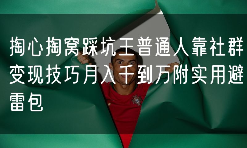 掏心掏窝踩坑王普通人靠社群变现技巧月入千到万附实用避雷包