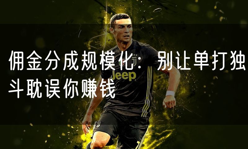 佣金分成规模化:别让单打独斗耽误你赚钱
