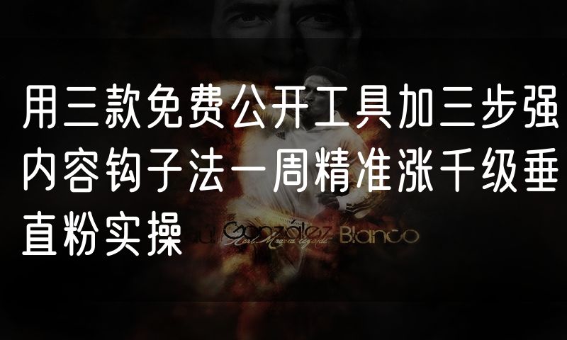 用三款免费公开工具加三步强内容钩子法一周精准涨千级垂直粉实操