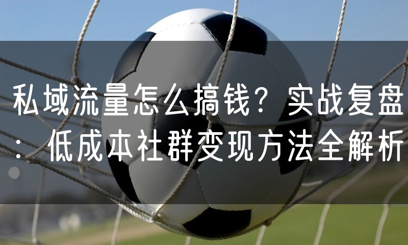 私域流量怎么搞钱?实战复盘:低成本社群变现方法全解析