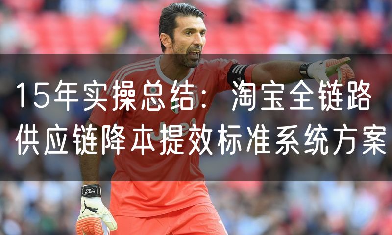 15年实操总结：淘宝全链路供应链降本提效标准系统方案